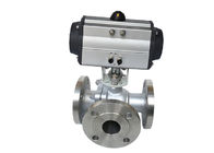 3 Way Flanged Stainless Steel Ball Valve Ss 304 316 Pneumatic Actuated Actuator