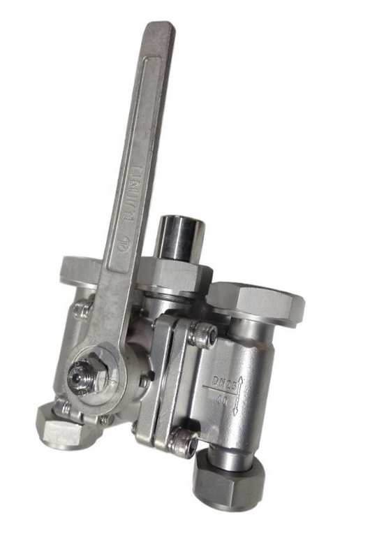OEM Cryogenic Three Way Ball Valve Stainless Steel With Burst Disk