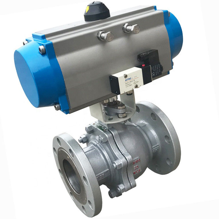 DN50 WCB Industrial Control Valves Air Actuated Pneumatic Flanged Ball